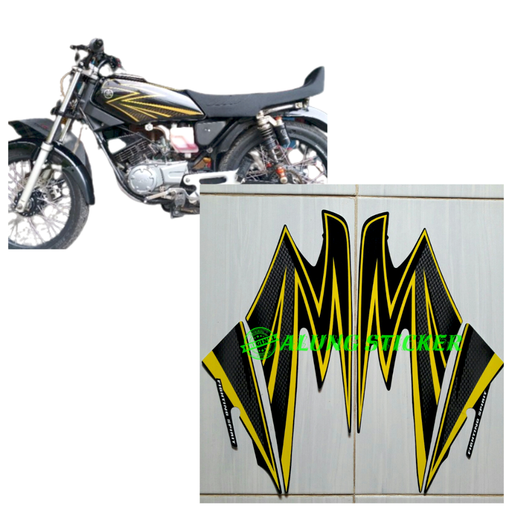 STIKER STRIPING LIS LES BODY MOTOR RX KING 2003 FULL HITAM KUNING STANDAR