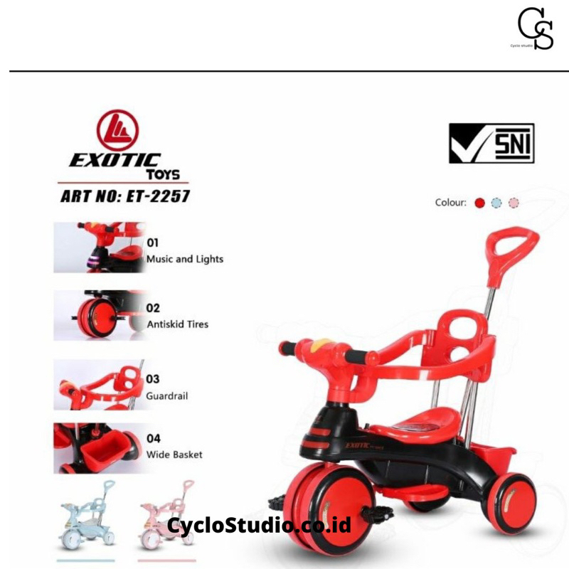 Tricycle Sepeda Anak Roda Tiga Exotic ET 2257 Musik Lampu Dorongan