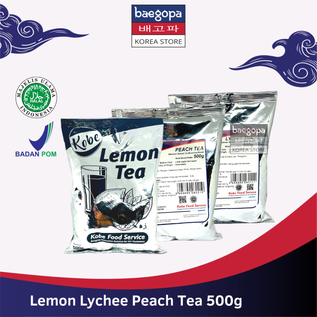 

KOBE Lemon Lychee Peach Tea 500 g Halal | Teh Bubuk Lemon Tea Powder...||