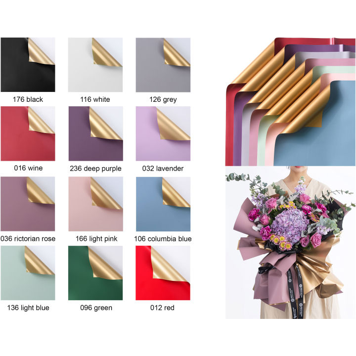 

Cellophane Paper Flower Wrapping Kertas Bouquet Buket Bunga Bigold Combi Gold