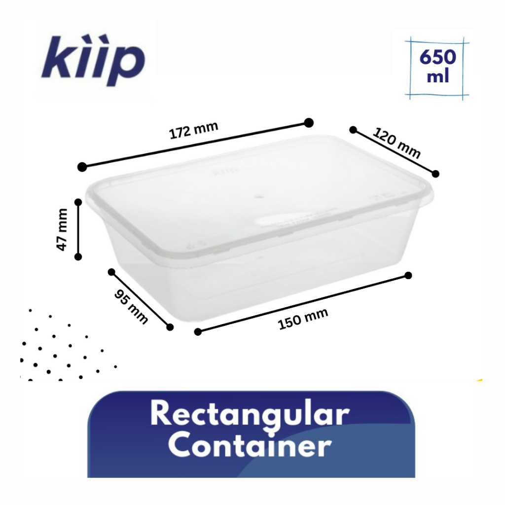 Thinwall Kiip Persegi 650 ml S'25 / Kotak Makan Persegi Kiip 650ml
