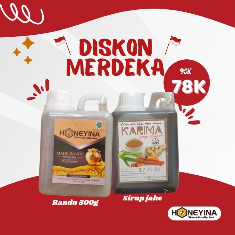 

Madu Randu & Sirup Jahe Bundling Promo Kemerdekaan | Randu Honeyina 500g dan Sirup Jahe Praktis 500ml