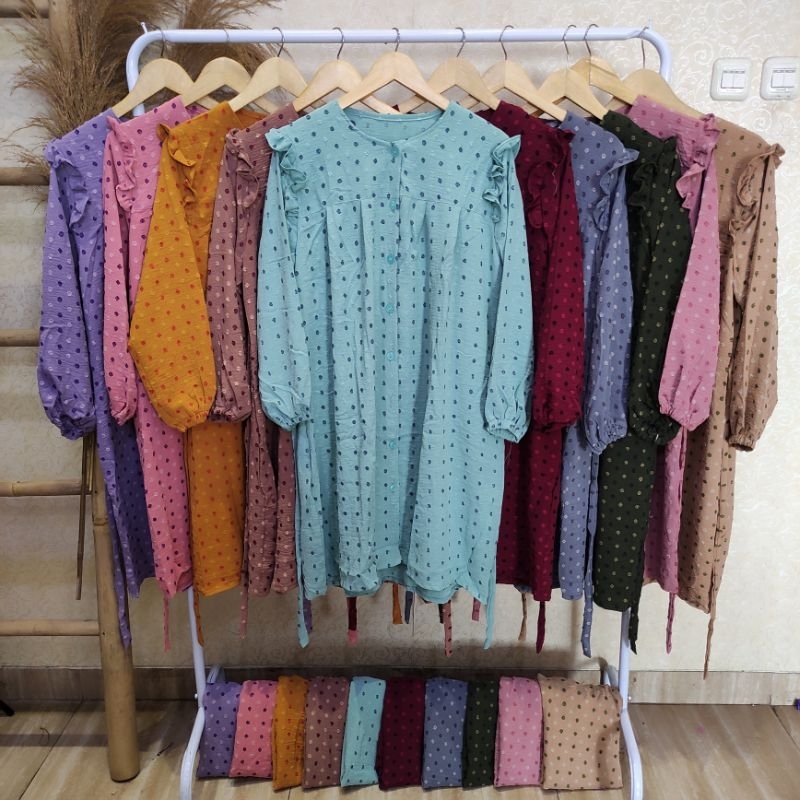 stelan cringkle cantik/one set tunik/stelan Rubiah terlaris