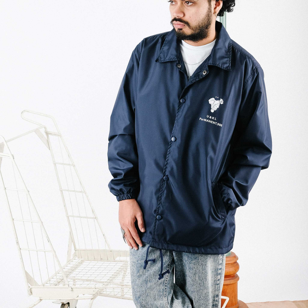 UNKL347 Jaket Pria Windbreak Navy Sablon Simpel NATO