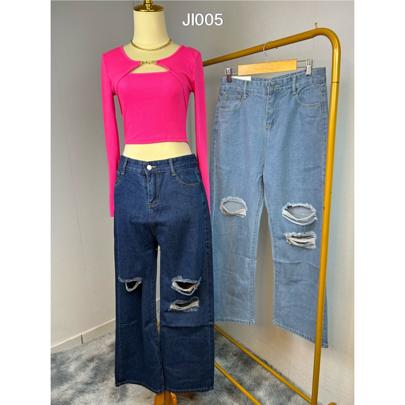 jl005-jeans kulot sobek