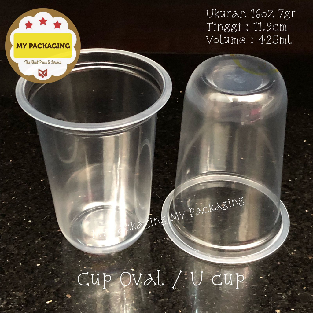 

2Xbtygneal Sakha Snack ) Cup Es Boba / Gelas Plastik Oval U 12Oz 14Oz 16Oz 22Oz Tebal 7Gr Isi 50Pcs.