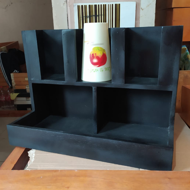 Rak Paper Cup Rak Organizer Paper Cup Rak Paper Cup Kayu 3 Slot