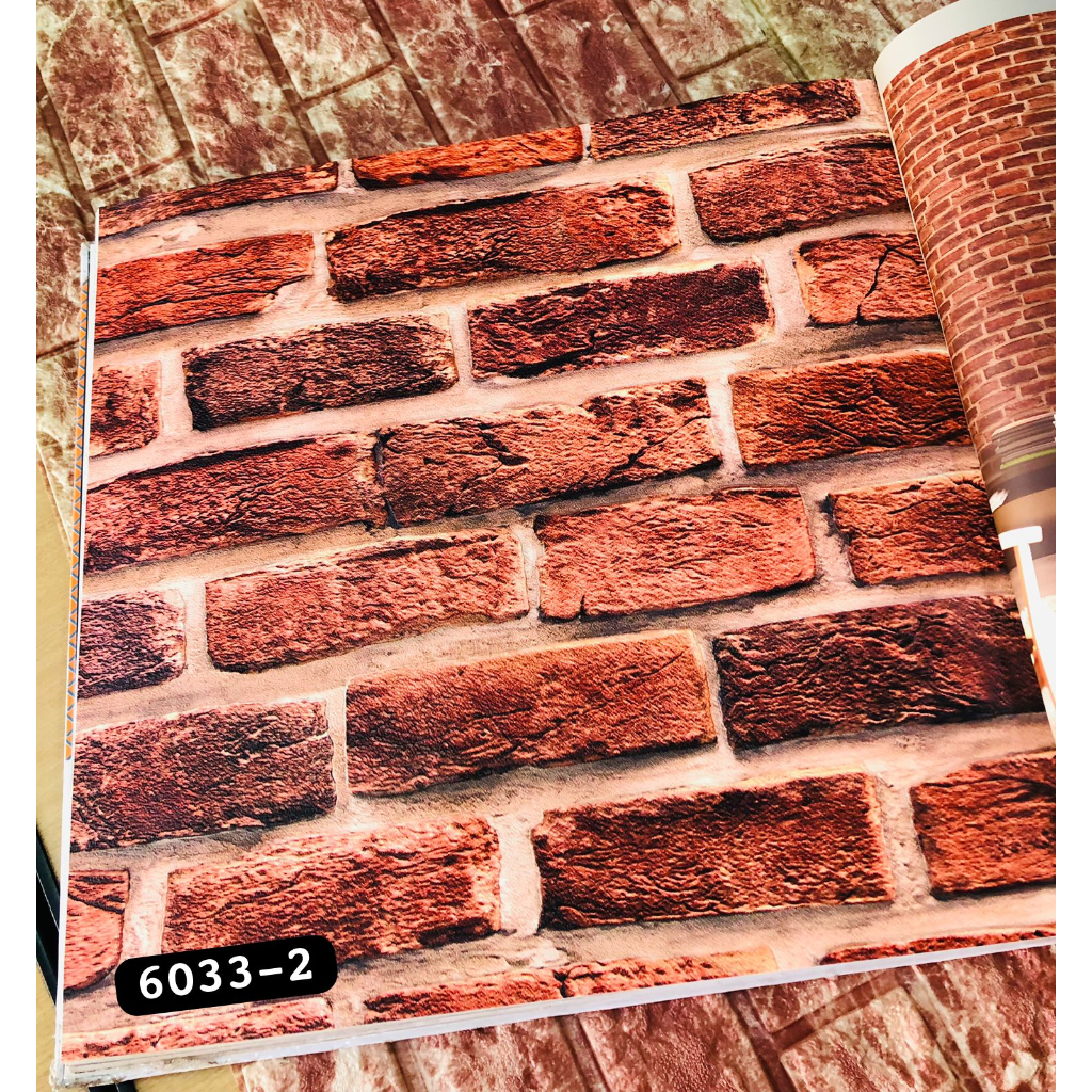 Wallpaper Dinding Korea 3D Bata Coklat Roll Besar HR