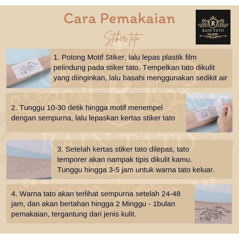 RB RainTatoEx- Tato Stiker Semi Permanen / Stiker Tato Kode TM / Stiker tato temporer semi permanen