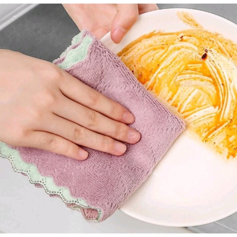 KAIN LAP MICROFIBER SERBAGUNA ANTI MINYAK / KAIN LAP DAPUR MEJA PIRING SERBET