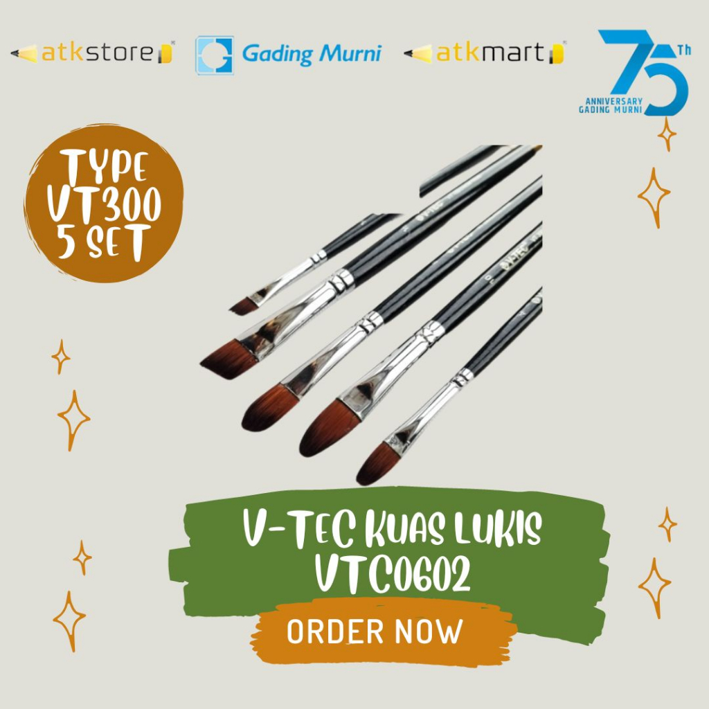 

V-tec Kuas Lukis Set Isi 5 Type Vt-300