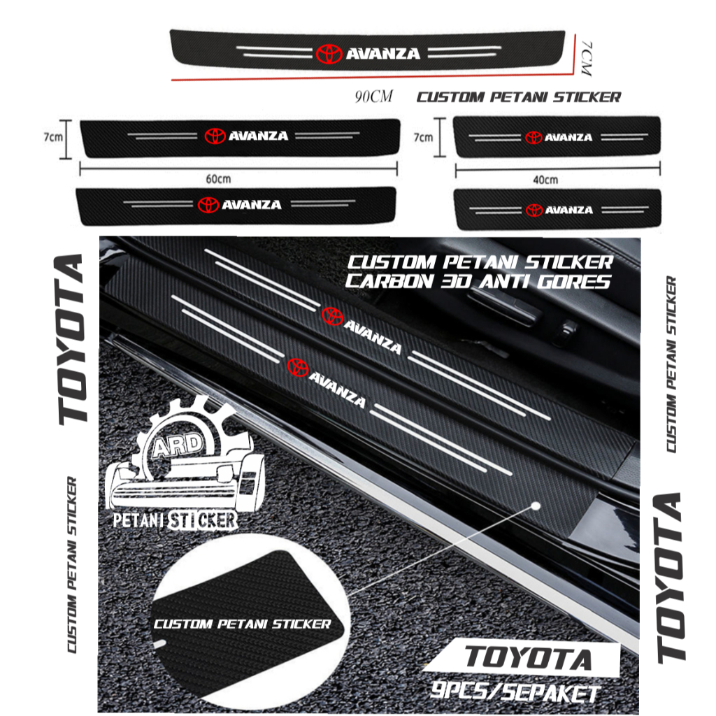 img Stiker sticker mobil pijakan pintu pelindung pintu sill plate pintu carbon 3d MOBIL TOYOTA AVANZ