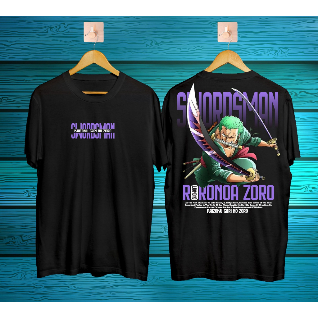 T-SHIRT KAOS DISTRO ZORO ONE PIECE KAIZOKU NO ZORO GARI ONE PIECE GEAR 5 TERBARU ZORO RORONOA BAJU K