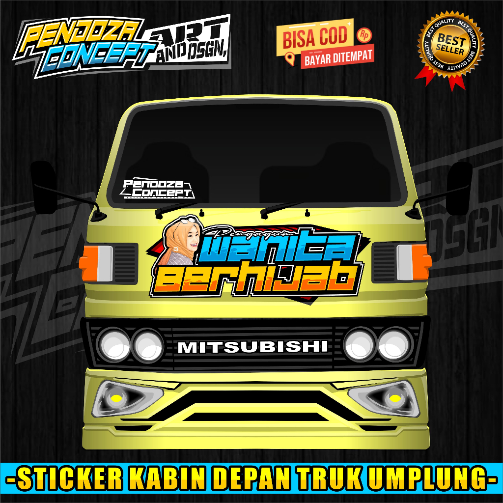 TERBARU stiker truk umplung pengagum wanita berhijab stiker kabin depan truk umplung/ragasa/canter