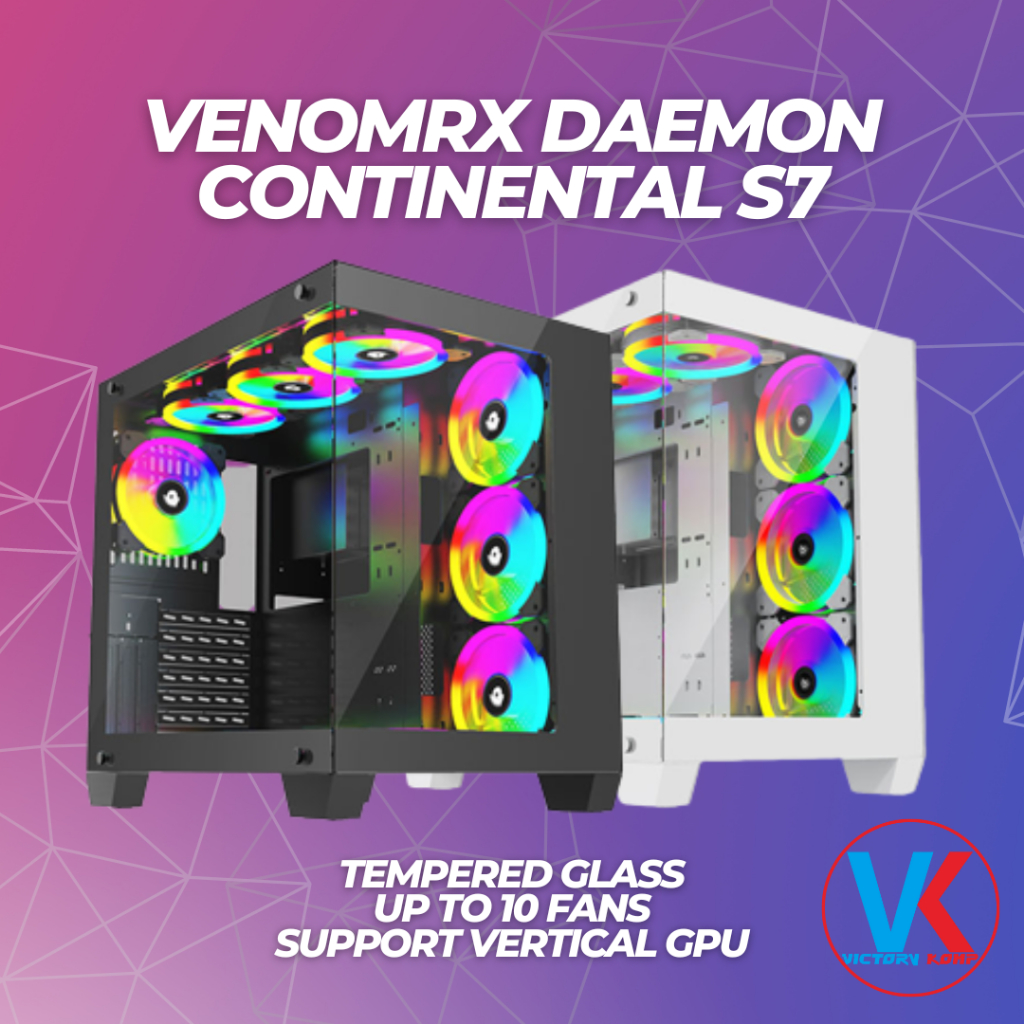 VenomRX Daemon Continental Black White S7 E-ATX ATX Dual Chamber Gaming Case