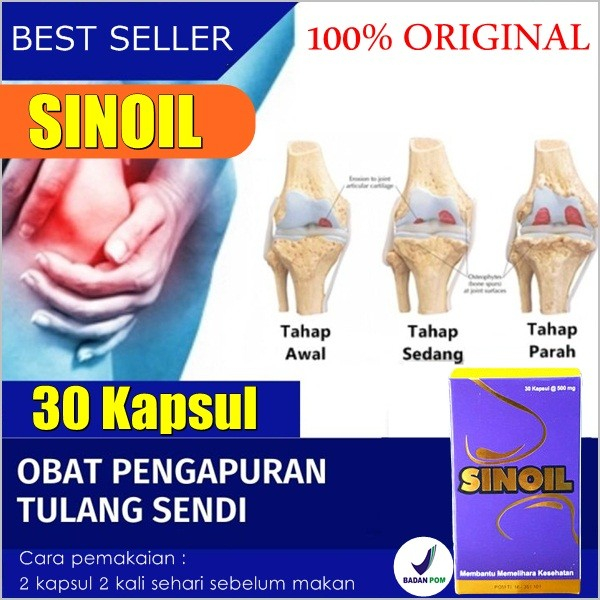 HERBAL obat  pengapuran lutut nyeri sendi dan tulang Sinoil original 30 kapsul BPOM