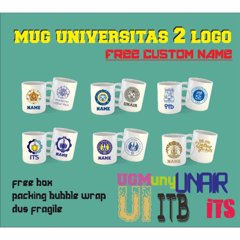 Mug Universitas Bisa Request Nama - Gelas UGM UNY UNAIR ITB dll