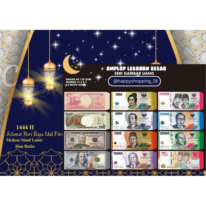 

[LEBARAN] Amplop Lebaran 2025 Model Uang Large (isi 8 pcs)