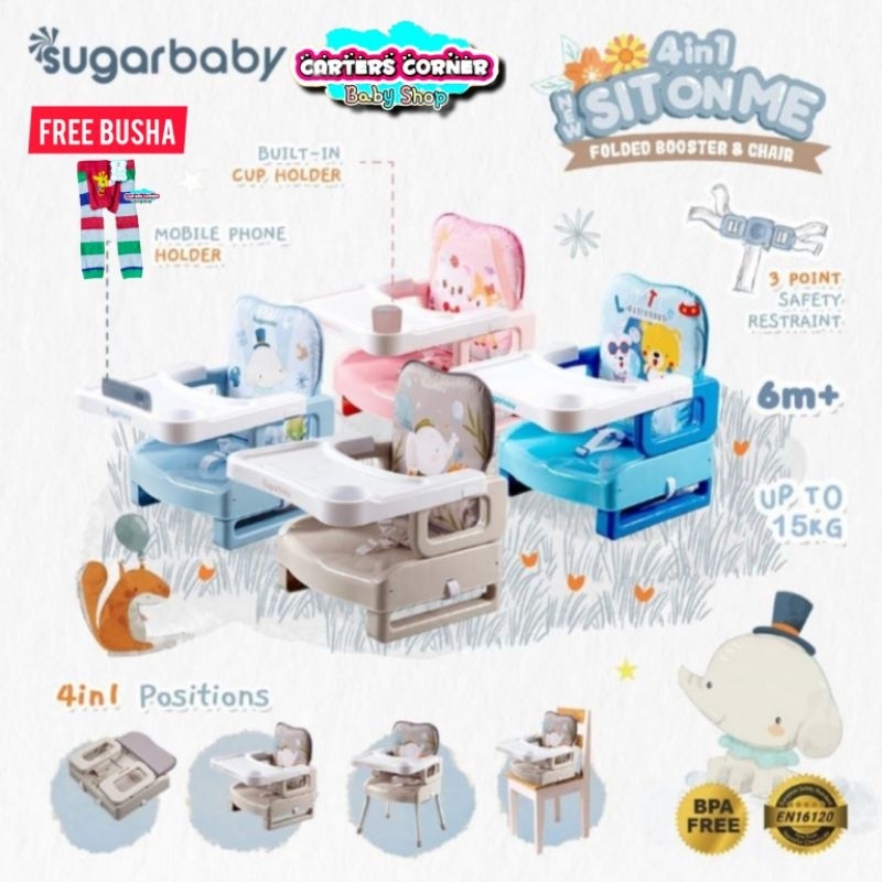 SUGAR BABY 4 IN 1 SIT ON ME FOLDED BOOSTER &amp; CHAIR / KURSI MAKAN ANAK SUGAR BABY / SB 518 / SB 919 / PC 718/ K CHAIR/SB 925/SB 918/SB 917/SB 618