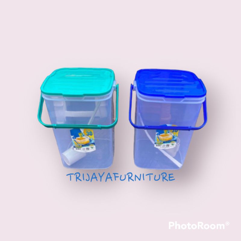 Toples Es Buah 6,5-30 Liter + Gayung Green Leaf / Toples + Gayung 30 Liter Green Leaf