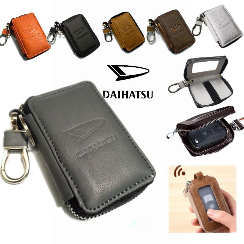 dompet kunci remote keyless mobil Daihatsu kulit asli transparan dompet STNK Daihatsu kulit