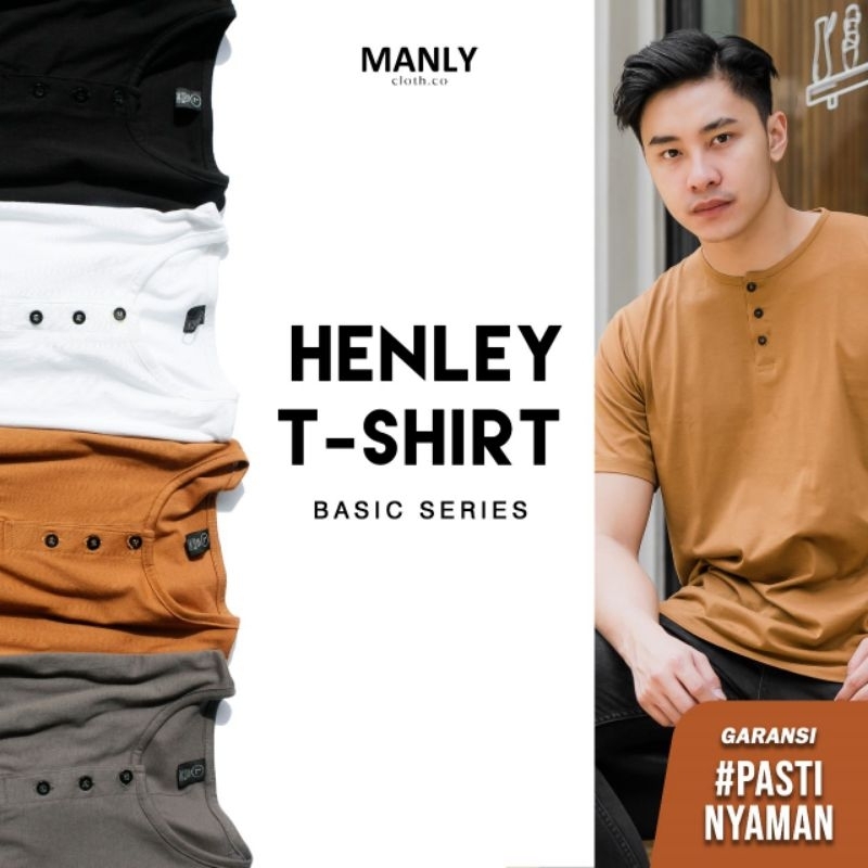 MANLY Kaos Polos Kancing / Kaos Polos Henley / Kaos Polos Hanley / Kaos Polos