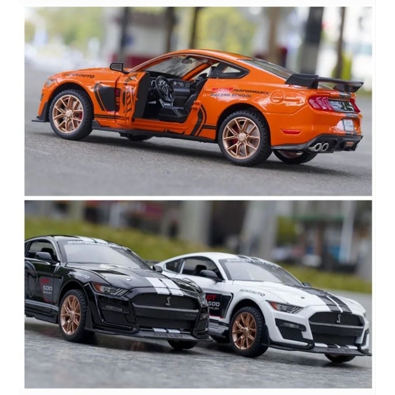 Diecast Mobil Ford Mustang Shelby GT500 Miniatur Die-cast Mobil Balap Alloy Metal Skala 1:32