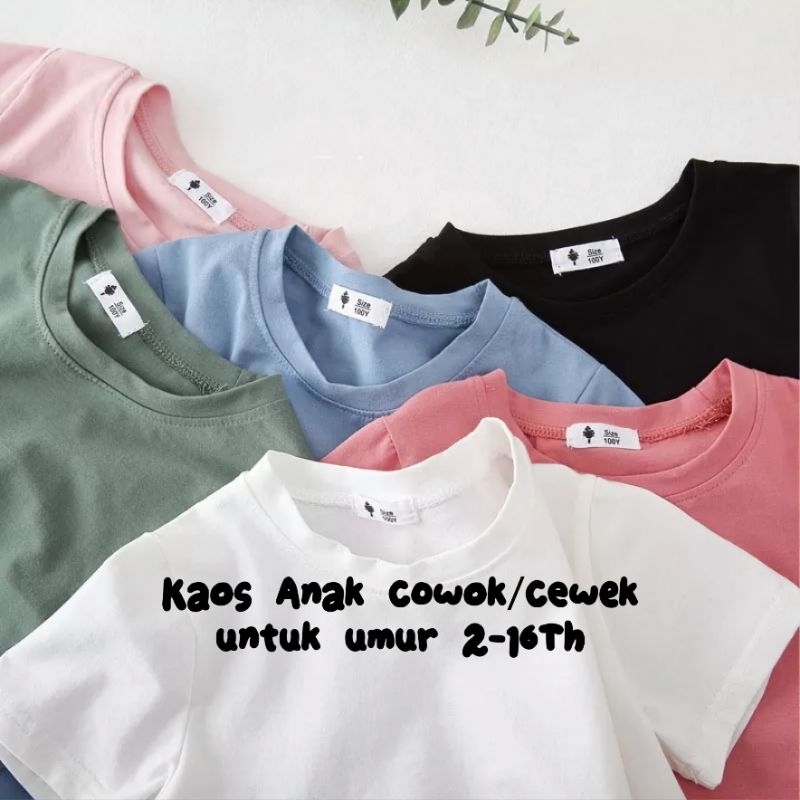 Hokyshop92 Kaos Anak Polosan Lengan Pendek Baju Distro Anak Oblong Kids Tshirt Polos Cod