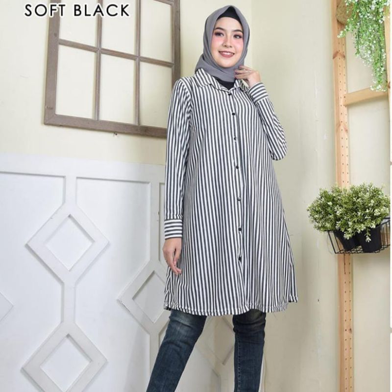 hem tunik wanita / kemeja tunik salur wanita