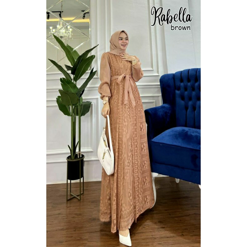 Rabella Maxy, GAMIS LEBARAN CANTIK MODIS FIT XXL LD 110 BAHAN MAXMARA VELVET MIX BROCADE MALIKA IMPORT +ORGANZA ZIPPER BUSUI TERMURAH TERLARIS OOTD KEKINIAN