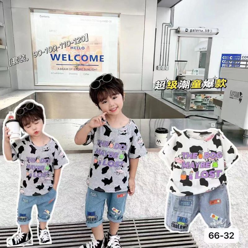 NEW ARRIVAL SETELAN ATASAN KAOS SAPI + CELANA JEANS IMPORT SUPER PREMIUM ANAK LAKI-LAKI USIA 2 3 4 5