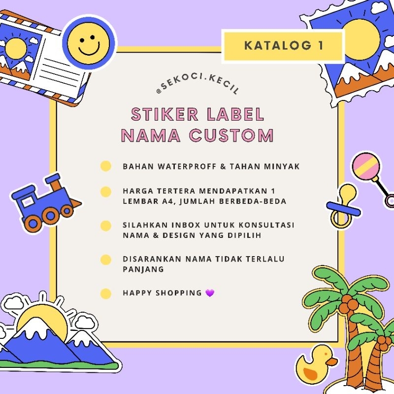 

Stiker label nama custom - Anti Air & Minyak - katalog 1