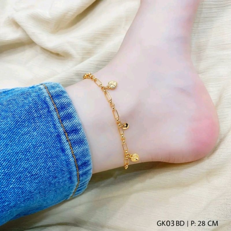 gelang kaki titanium lapis emas