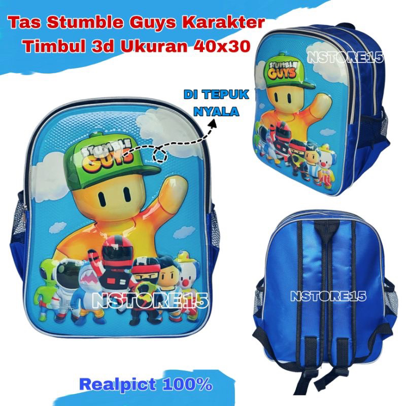 Tas ransel sekolah anak laki laki motif STUMBLE GUYS realpict