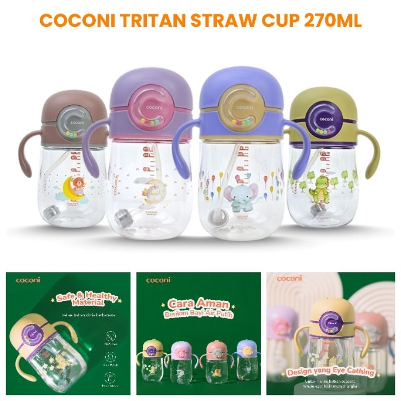 Coconi Tritan Bottle 270ml / Botol Minum Bayi Anak dengan Pemberat 360