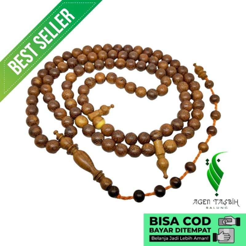 Tasbih Kayu Kelor emas size 10mm Isi 99 butir asli original