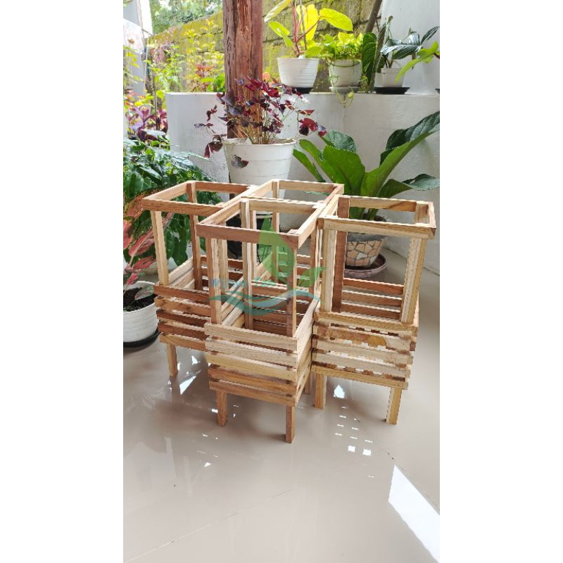 Pot Anggrek Kayu Jati Oven | Rak Anggrek Kayu Jati