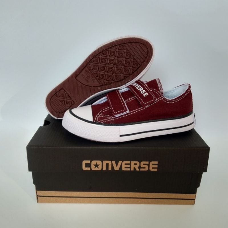 (BISA COD) Sepatu Converse Anak Warna Maroon Model Tali / Sepatu Converse Anak / Sepatu Sekolah Anak / Sepatu Anak Laki-laki / Sneakers Anak