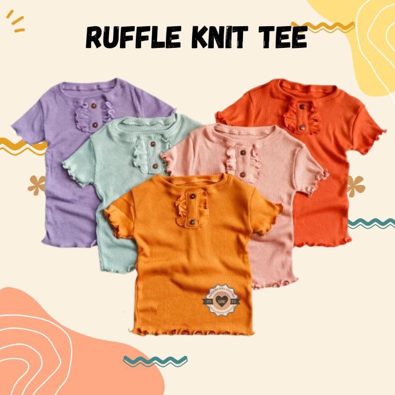 Baju Anak Perempuan RUFFLE Knit Tee Rib | Baju ATASAN Kaos Pakaian Anak Bahan Knit Rib Halus Dan Lembut dan Juga Melar