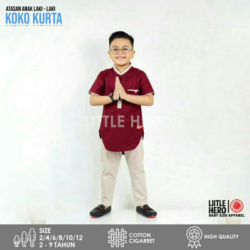 Kemeja Kurta Anak Laki-laki Usia 2-10 Tahun Original Premium Little Hero