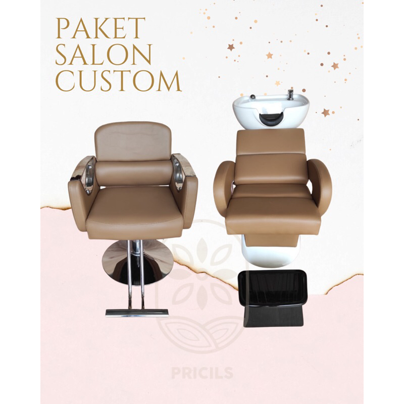 Paket Salon Washbak Keramas Fiber dan Kursi Salon Premium