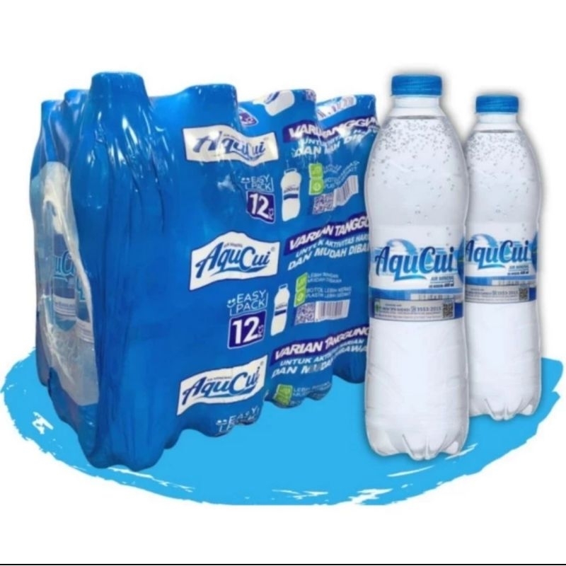 AQUCUI air mineral dalam kemasan botol wrapping 600 ml isi 12 pcs