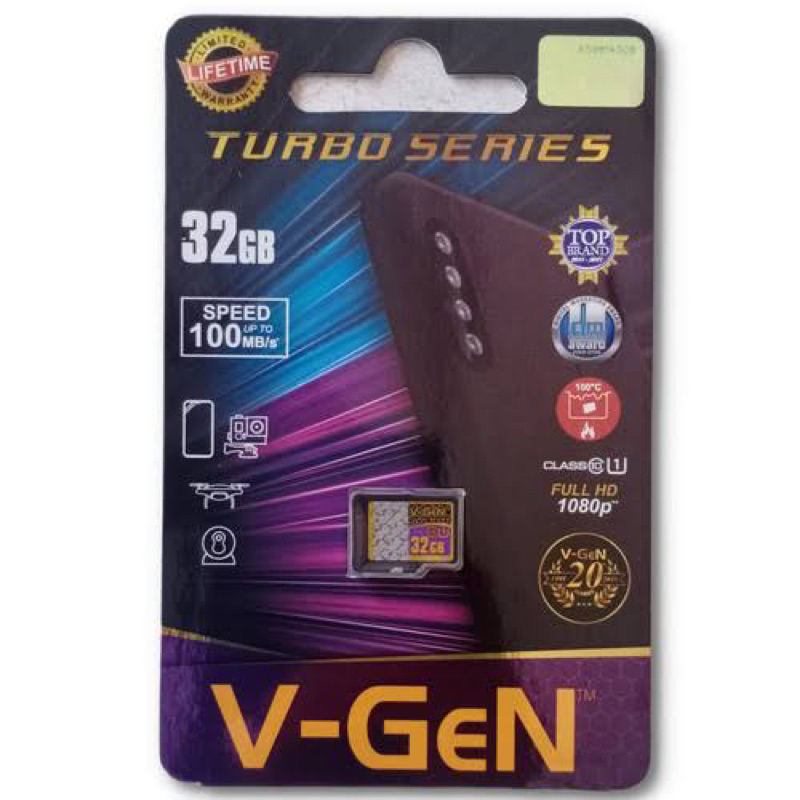 MEMORI CARD ORIGINAL VGEN TURBO SERIES V-GEN  SPEED 100MB/s CLASS10