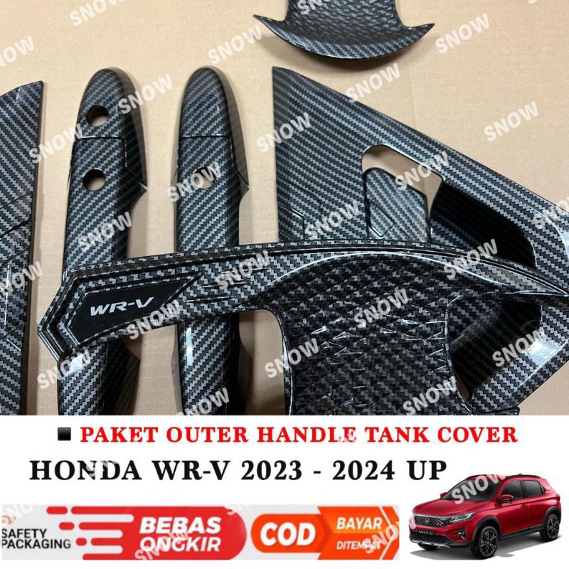 Paket Outer Handle Depan Belakang Cover Honda Wrv WR-V 2023 2024 Platinum Carbon Glossy