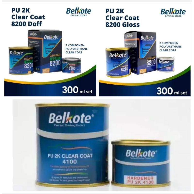 cat vernish belkote pu 2k clear coat 4100 &amp; 8200 + hardener 300 gram