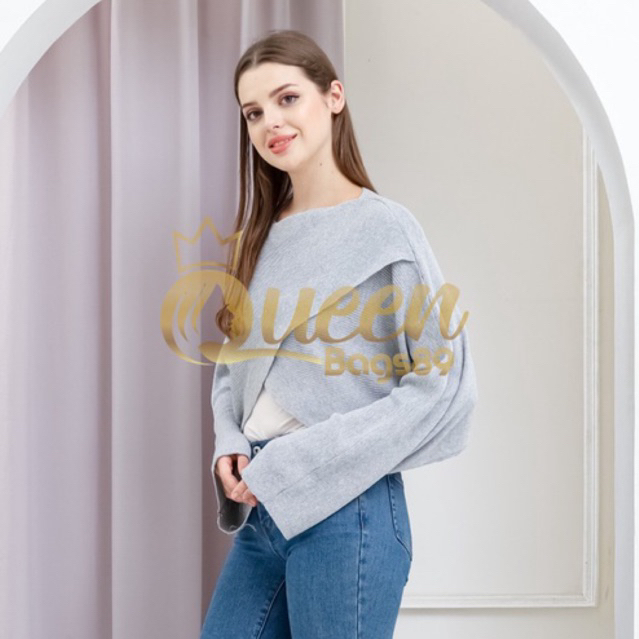 Queenbags89 baju outfit cewek baju atasan wanita baju Rajut Shea Knite Sweater Crop