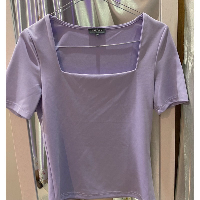 preloved zalora square neck top lilac
