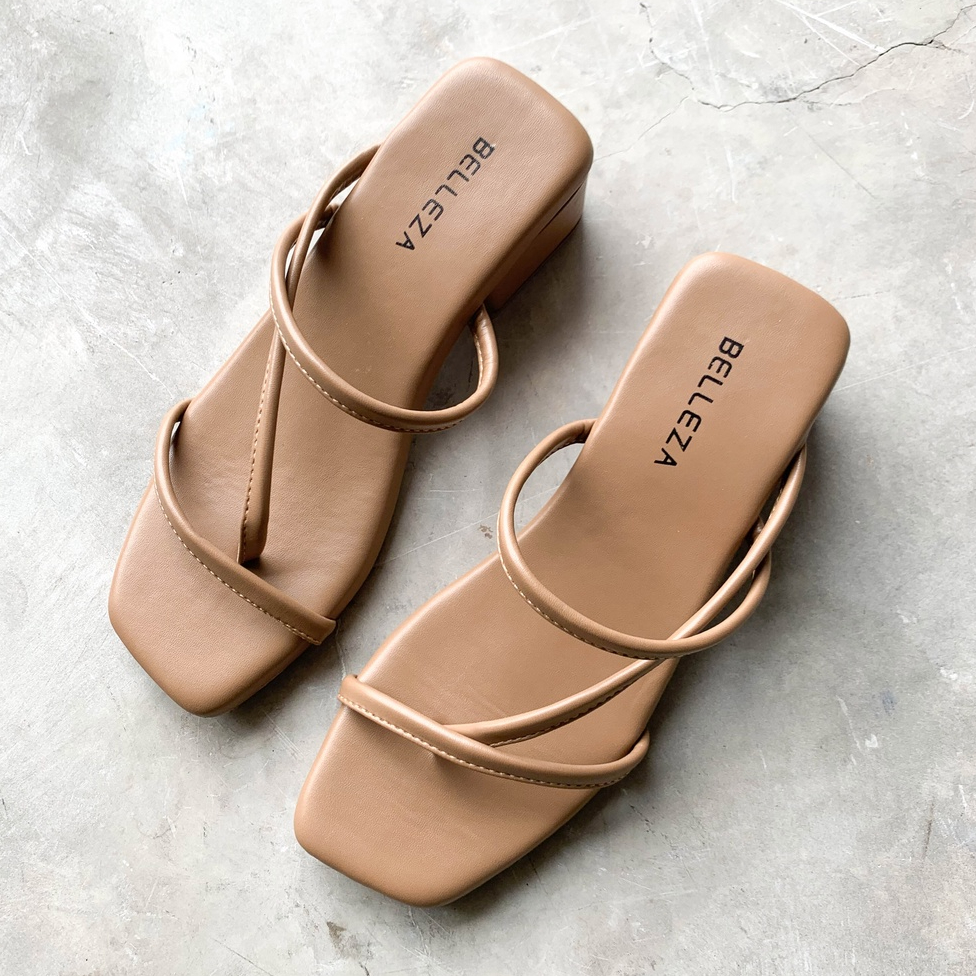 BELLEZA MALL - Sandal Heels Tali RAIA LIGHT TAN | sendal hak tahu wanita kekinian tinggi 4cm warna c