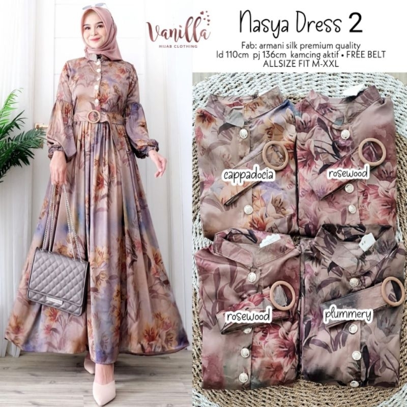 baju gamis lebaran elegan Nasya #2 maxy gamis silk