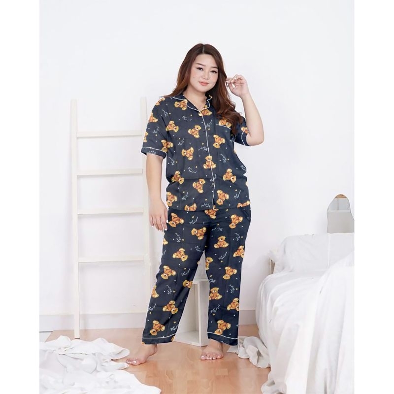 piyama jumbo terbaru/setelan wanita jumbo/baju tidur katun jumbo